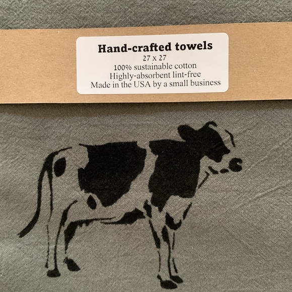 Dairy cow tea towel gray with black - Picture 2 of 3